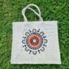 Large jute tote bags with tribal sunburst design – eco-friendly, reusable, and perfect for shopping. Shipping across Australia. Bulk custom print available.