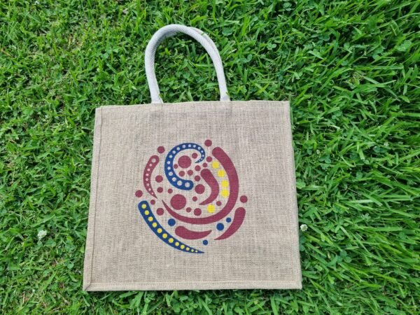 abstract1-n Large jute tote bags with free flowing harmony - natural beige colour – eco-friendly, reusable, and perfect for shopping. Shipping across Australia. Bulk custom print available.