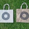Large jute tote bags with celtic circles design - 2 bag colours – eco-friendly, reusable.