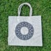 Large jute tote bags with celtic circles design - Sand colour – eco-friendly, reusable.