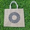 Large jute tote bags with celtic circles design - natural beige colour – eco-friendly, reusable.