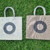 Large jute tote bags with celtic maze design - 2 bag colours – eco-friendly, reusable.