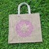 Large jute tote bags with floral wreath design - natural beige colour – eco-friendly, reusable.
