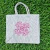 Large jute tote bags with paisley floral design - Sand colour – eco-friendly, reusable.